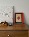 Red Poppy Flower on Veneer | Framed Botanical Artwork