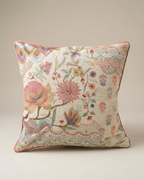 Heritage Bloom Embroidered Cushion