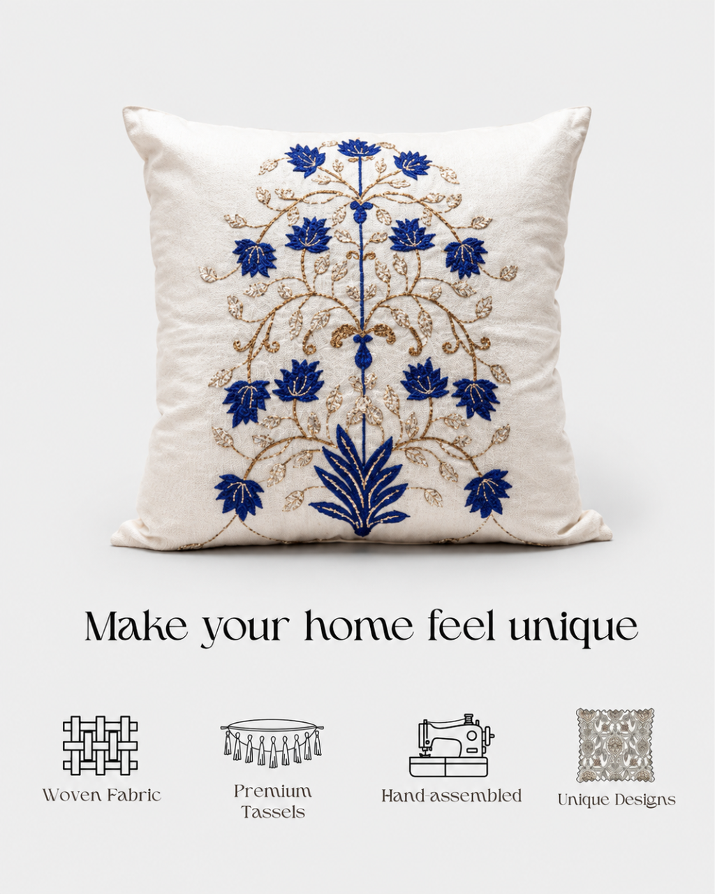 Royal Blue Lotus Cushion