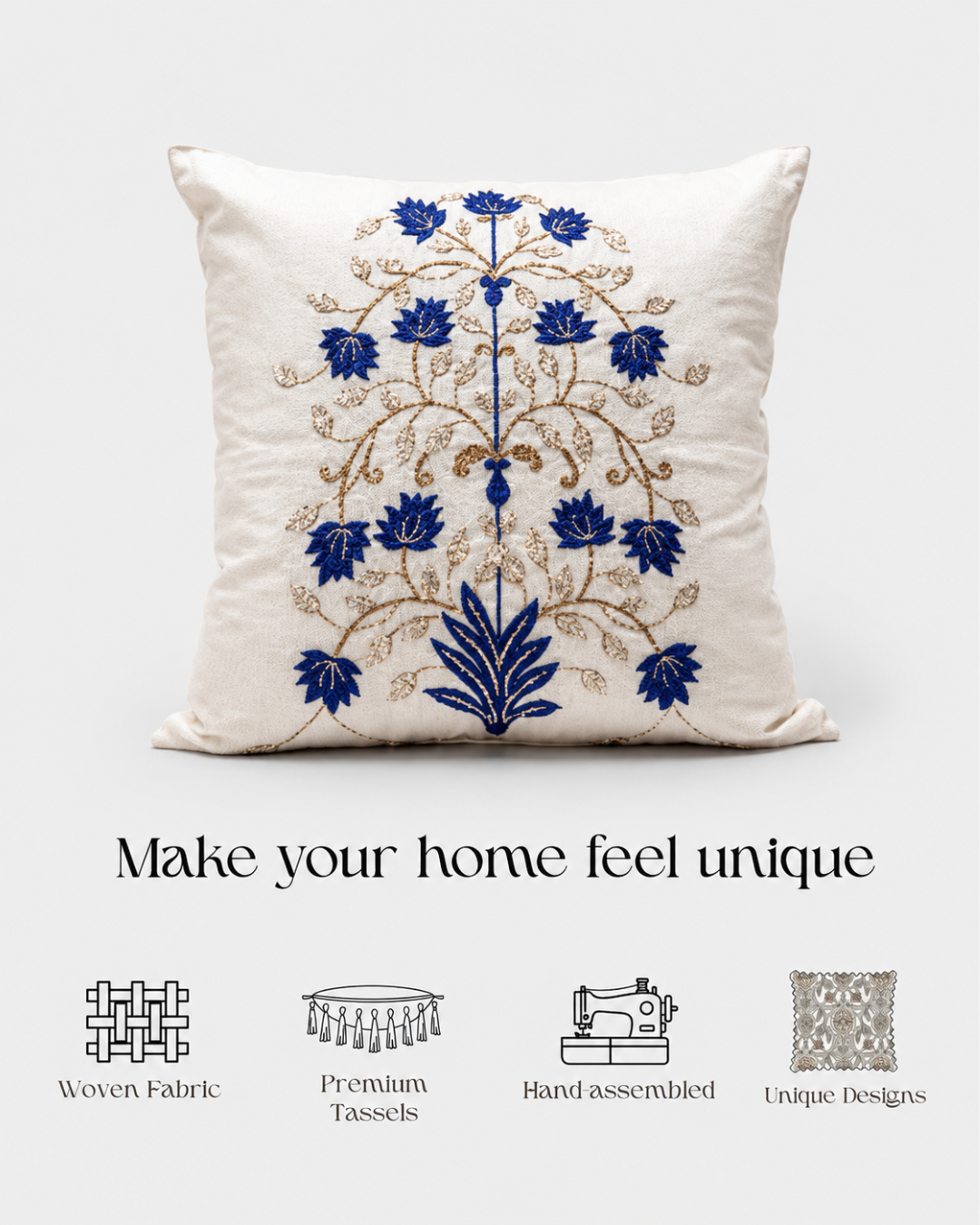 Royal Blue Lotus Cushion
