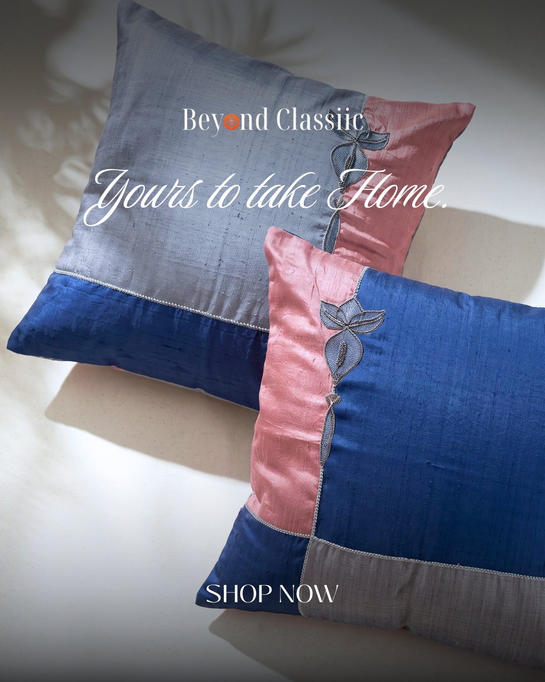 Sapphire & Blush Zardozi Cushion Set