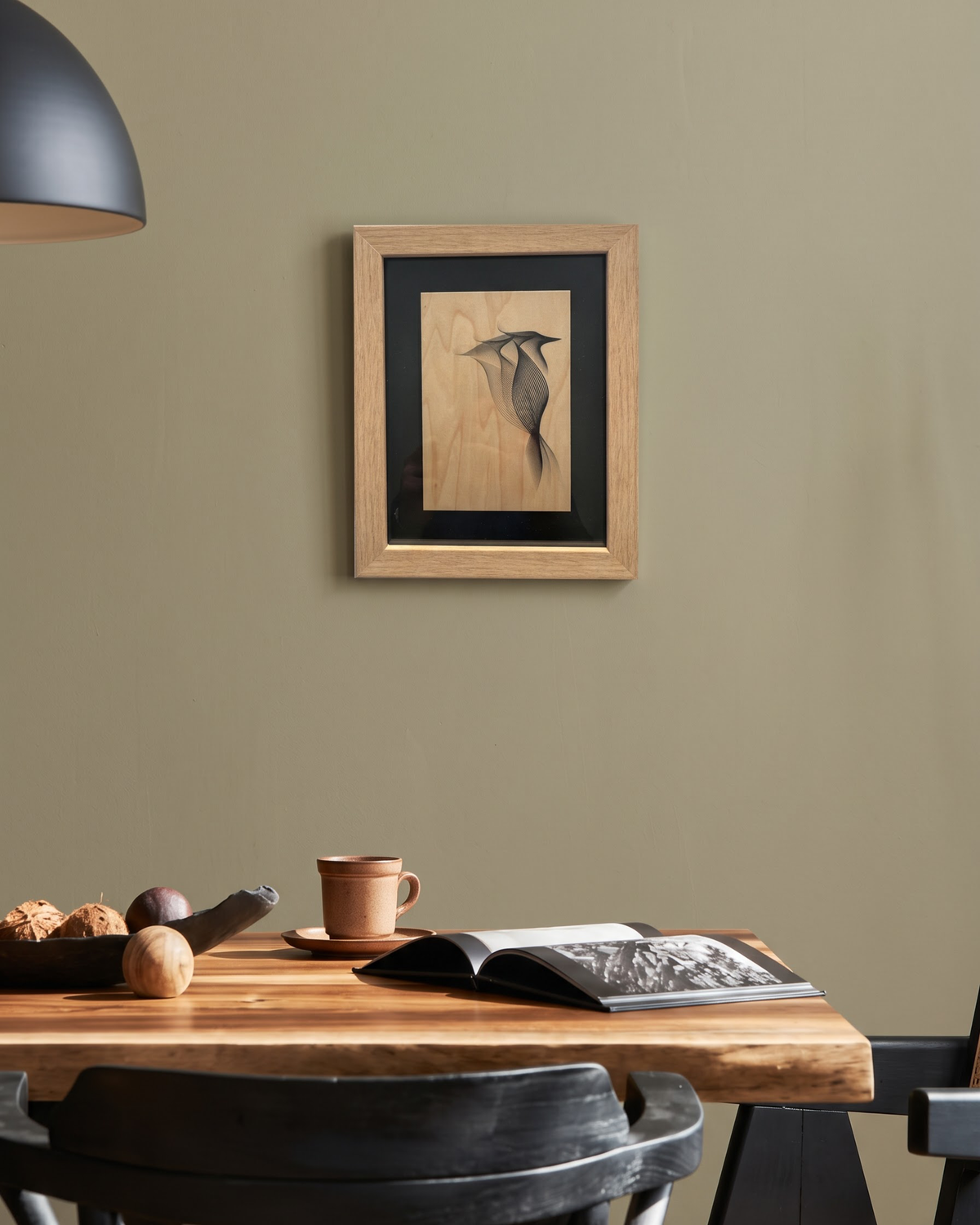 Woodpecker | Abstract Line Art on Natural Veneer