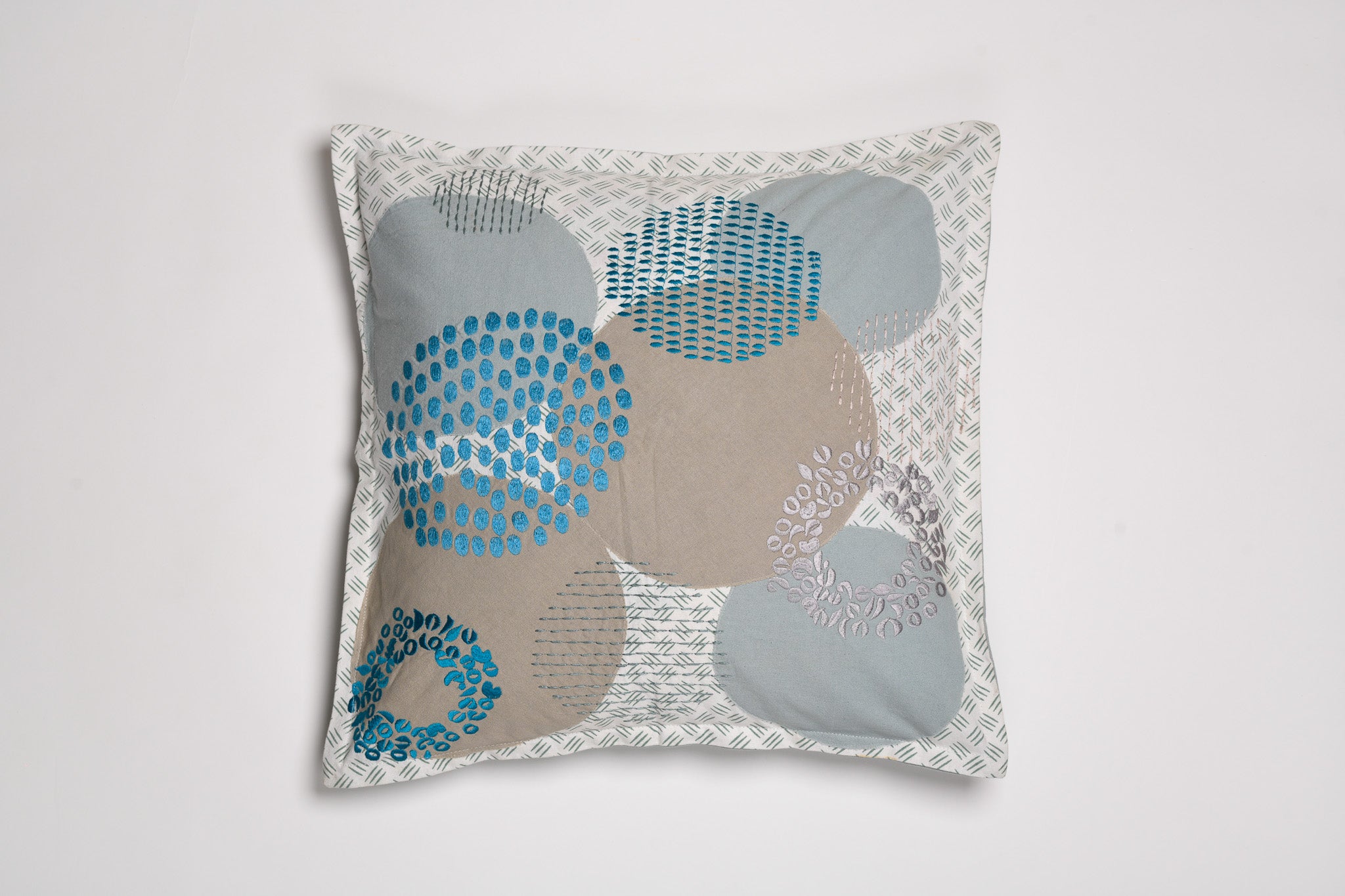 Whispered Petals – Abstract Floral Cushion in Cool Tones