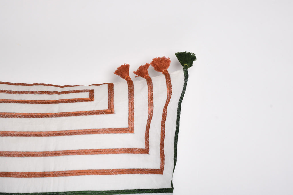 Carnival Threads – Colourful Striped Cushion with Tassels