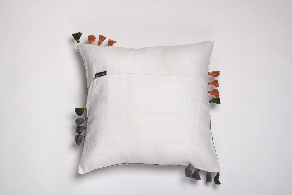 Carnival Threads – Colourful Striped Cushion with Tassels