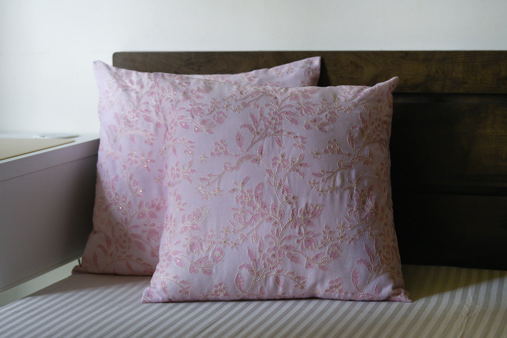 Rose Glaze – Pink Floral Cushion