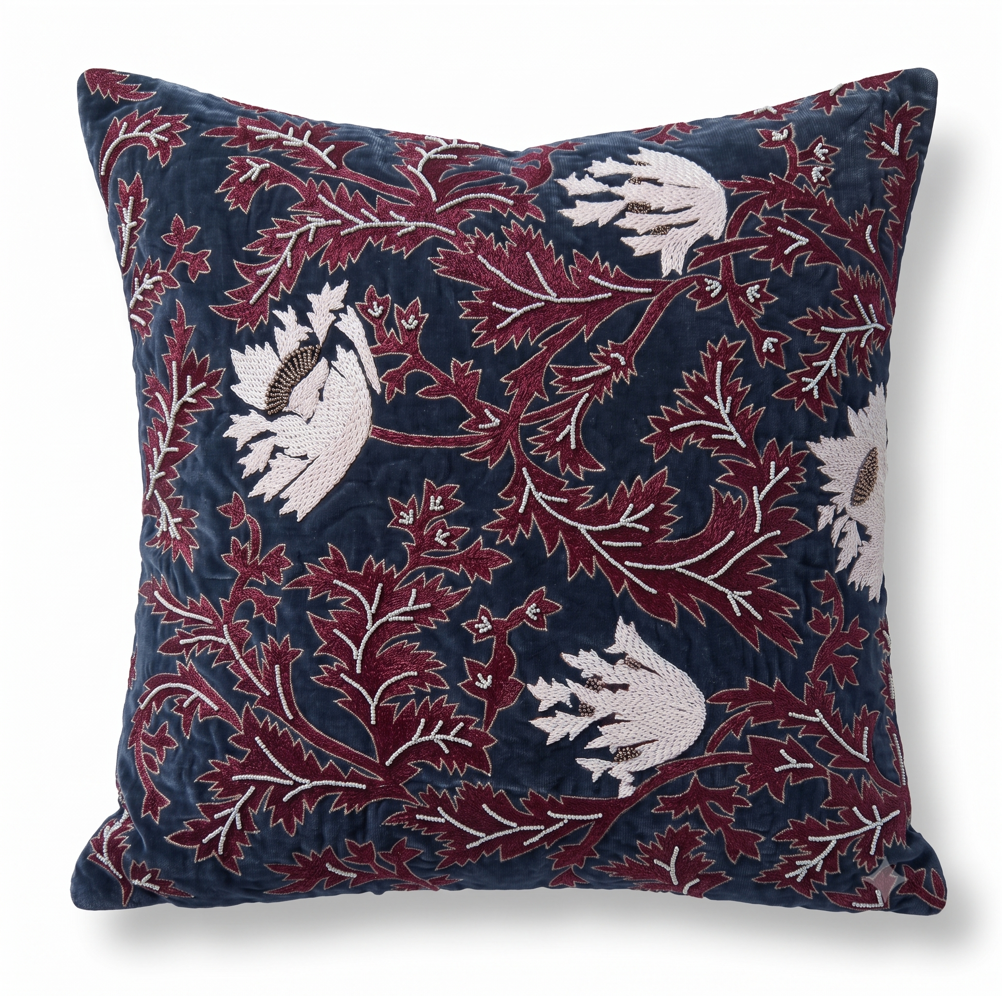 Exclusive orange tulips on black velvet fabric with intricate resham work & grey beads