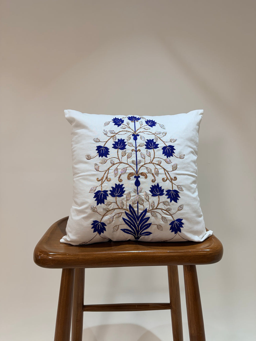 Royal Blue Lotus Cushion