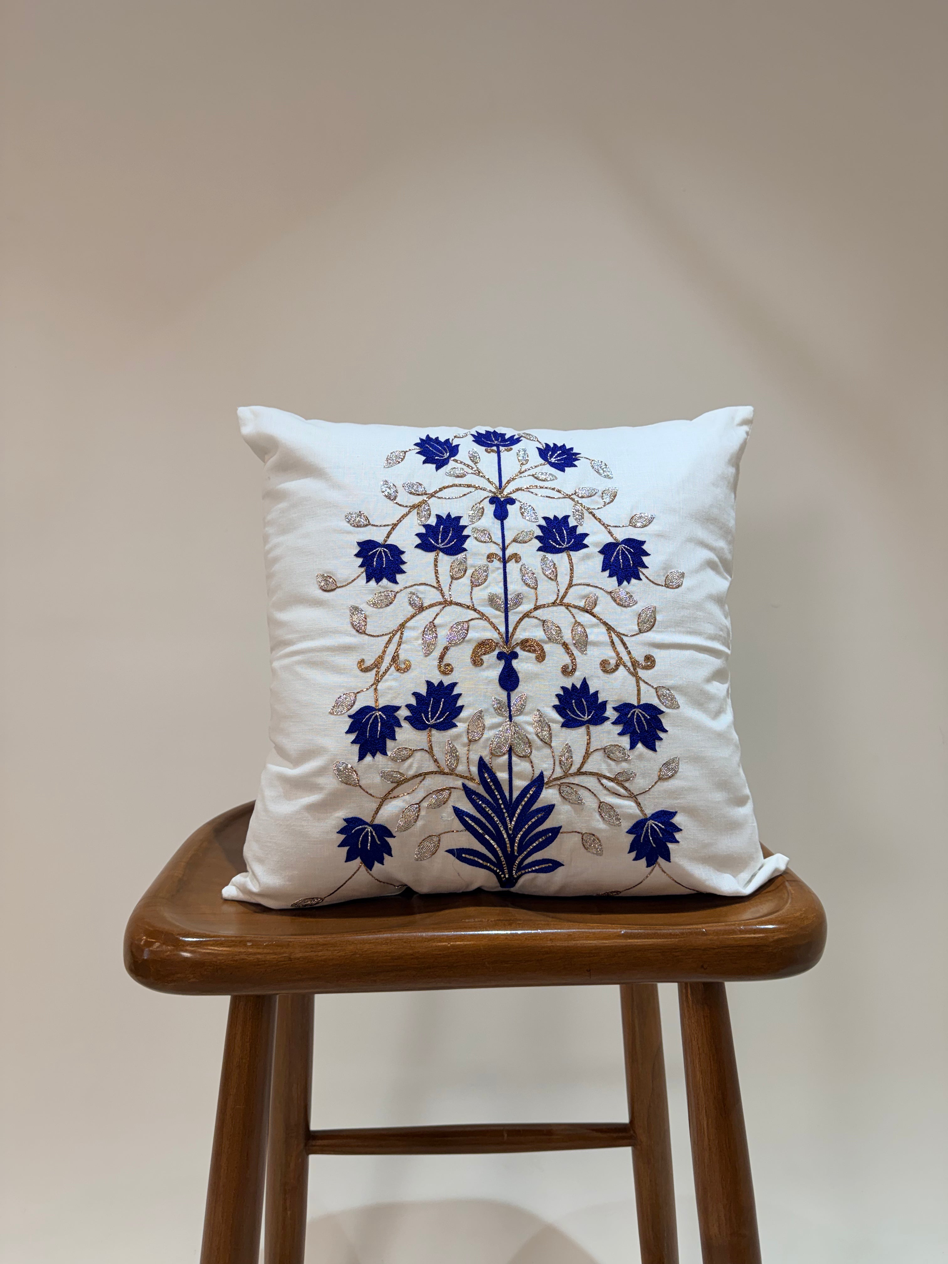 Royal Blue Lotus Cushion