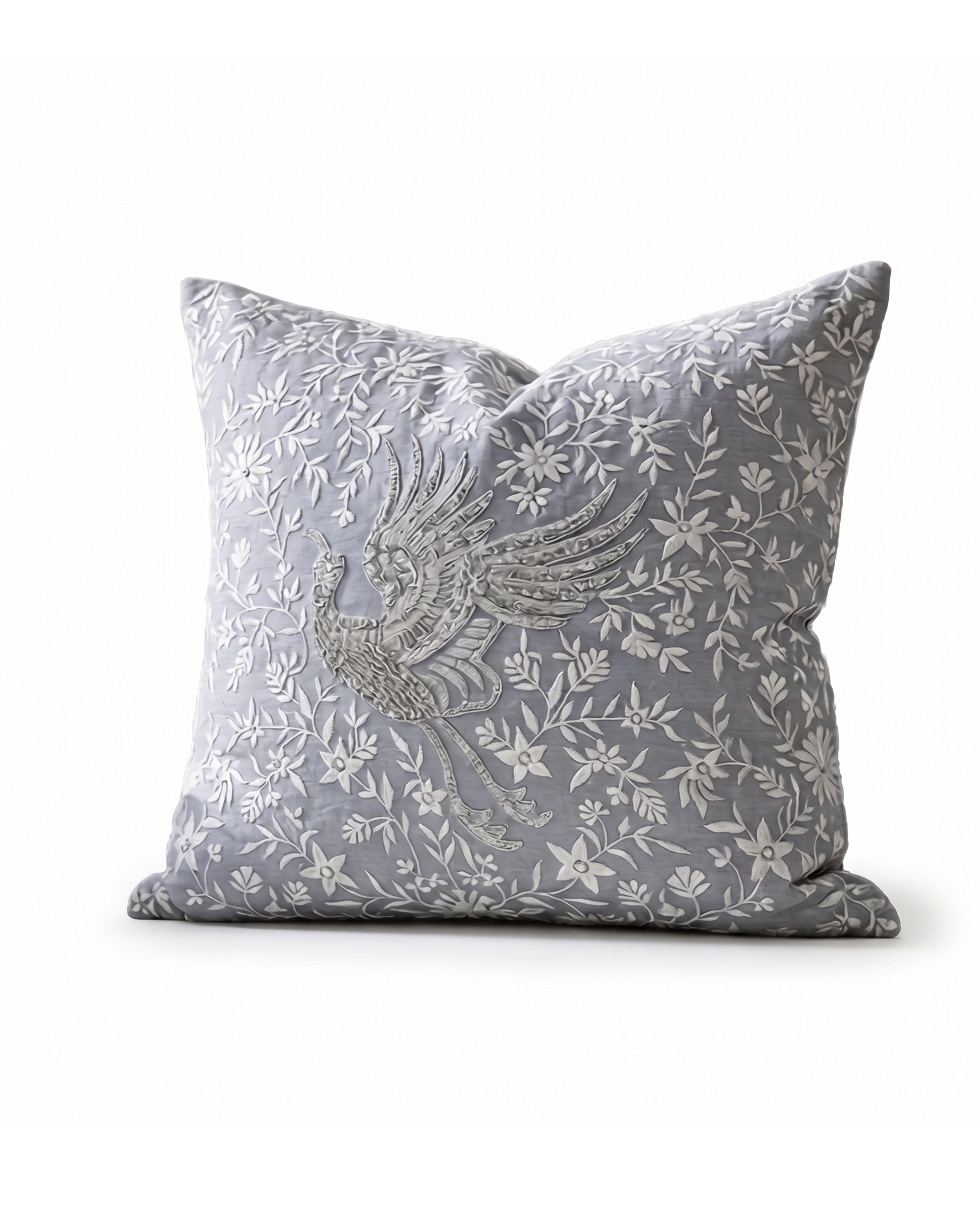 Azura Crane Embroidered Cushion | Where calm takes flight