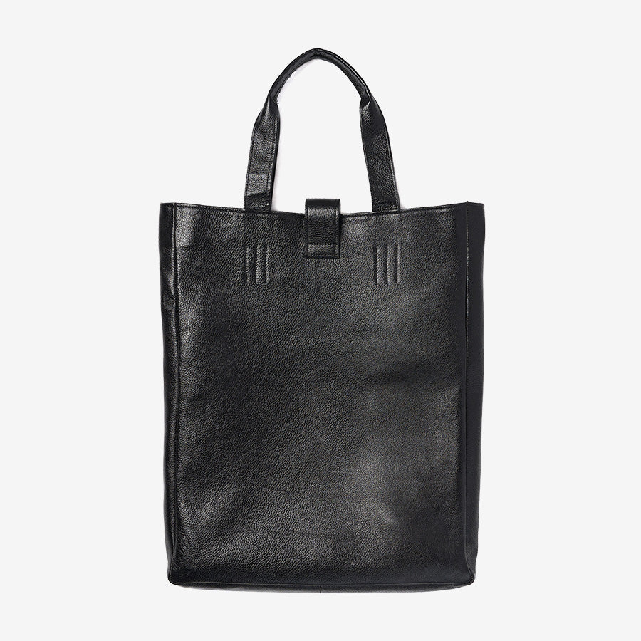 Black leather tote bag 45 x 35cm