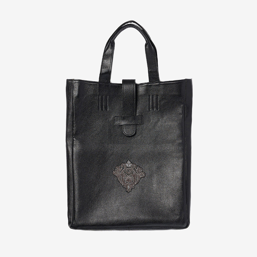 Black leather tote bag 45 x 35cm