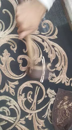 Exclusive black handwoven silk with pitta work in golden metal