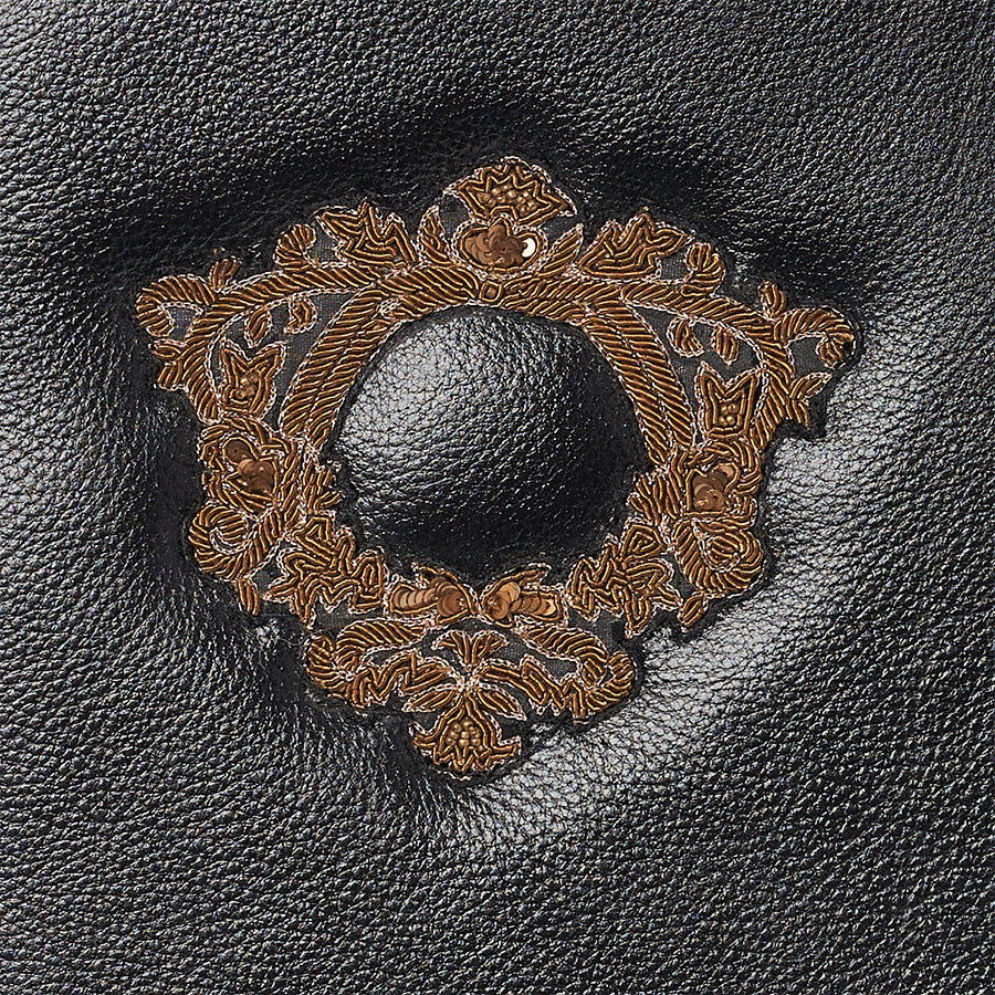 Black leather artisan folio pouch 37cm x 30cm