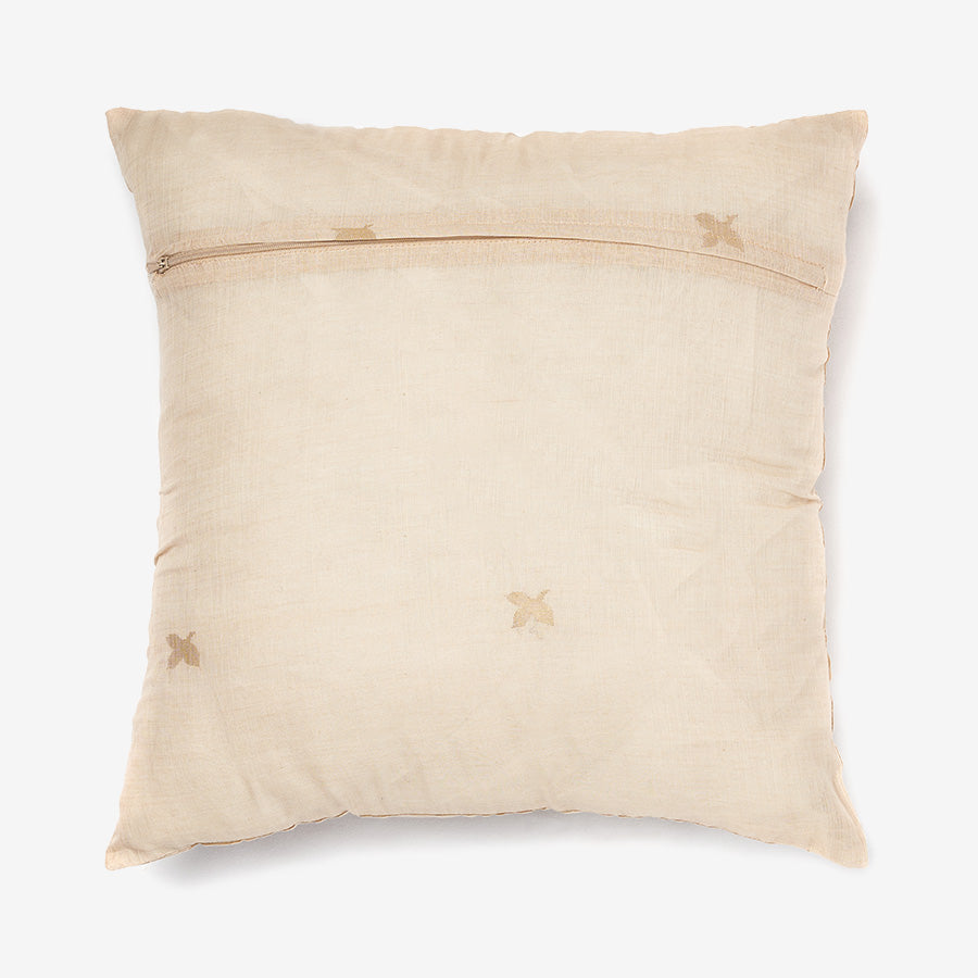 Gold weave mango - cream silk luxury cushion with beads