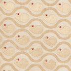 Gold weave mango - cream silk luxury cushion with beads