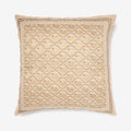 Gold weave mango - cream silk luxury cushion with beads