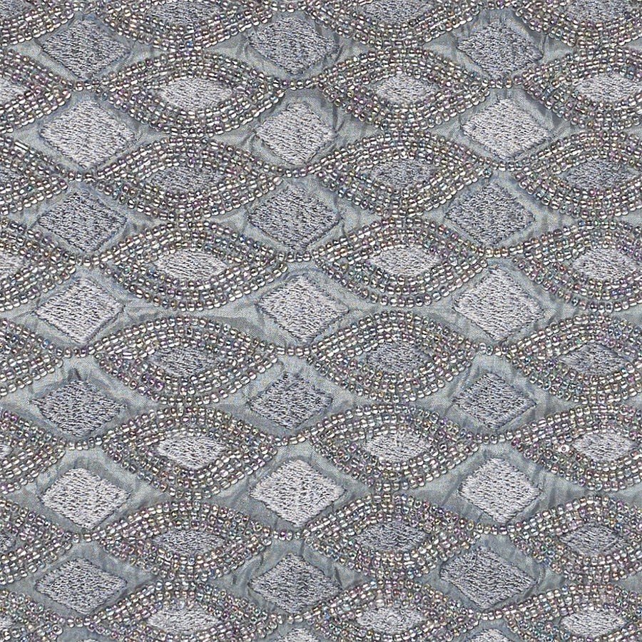 Grey silk beaded luxury cushion
