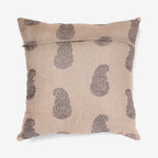 back of a Paisley - grey & brown Silk luxury cushion with paisley thread work