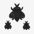 Set of three bees embroidered patch