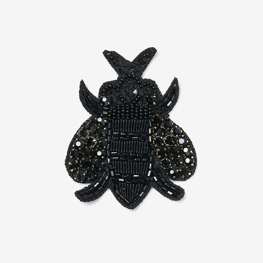 Black bee embroidered patch