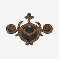 Golden embroidered patch with blue stone