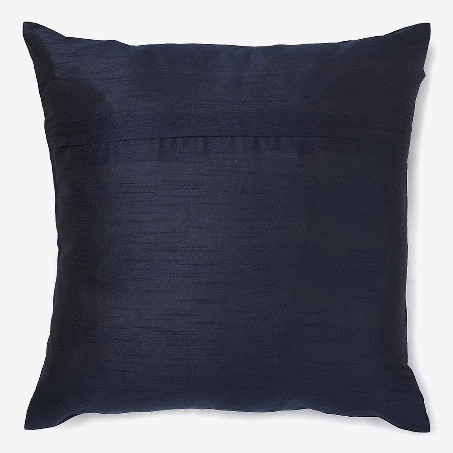 Black silk luxury cushion with blue flower pattern