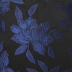 Black silk luxury cushion with blue flower pattern