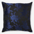 Black silk luxury cushion with blue flower pattern
