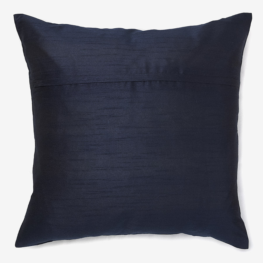 Black silk luxury cushion with blue flower pattern