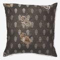 Beige, gold & white silk luxury cushion with beads in a white background