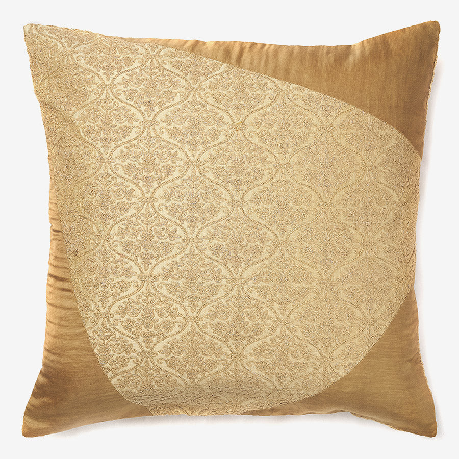 Golden treat - gold silk jacquard luxury cushion