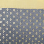 Grey & gold silk luxury cushion with brocade motifs & sequins