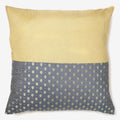 Grey & gold silk luxury cushion with brocade motifs & sequins