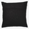back of a Black linen luxury cushion with grey stones & gold orange tassels