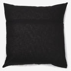 back of a Black linen luxury cushion with zardozi motifs, beads & tassel
