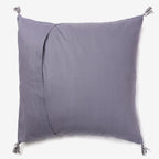 Grey and White Luxury Cotton Cushion Cover with Grey Tassels