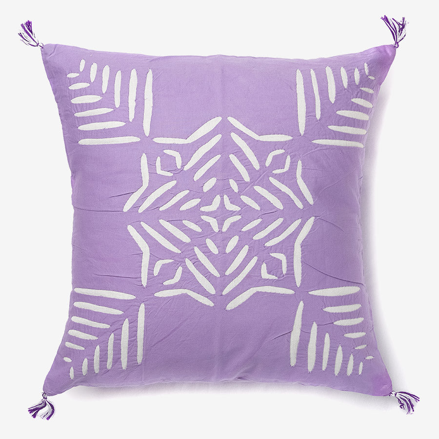 Lovely lilac - purple & white luxury cushion with tassels
