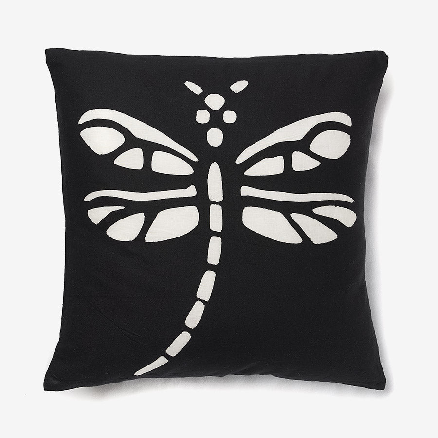 Dragonfly effect - black & white luxury cushion cover